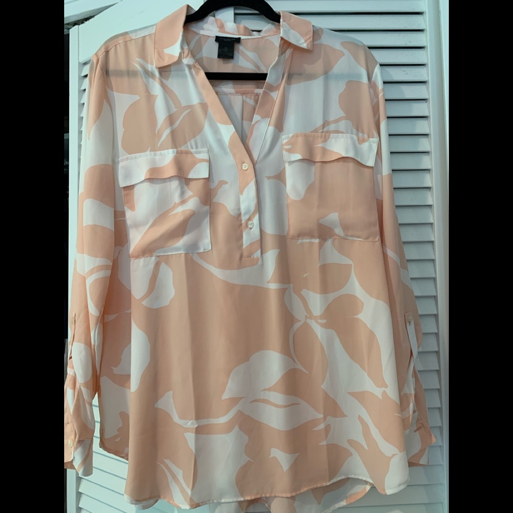 Ann Taylor XL Peach/White Patterned Tunic
